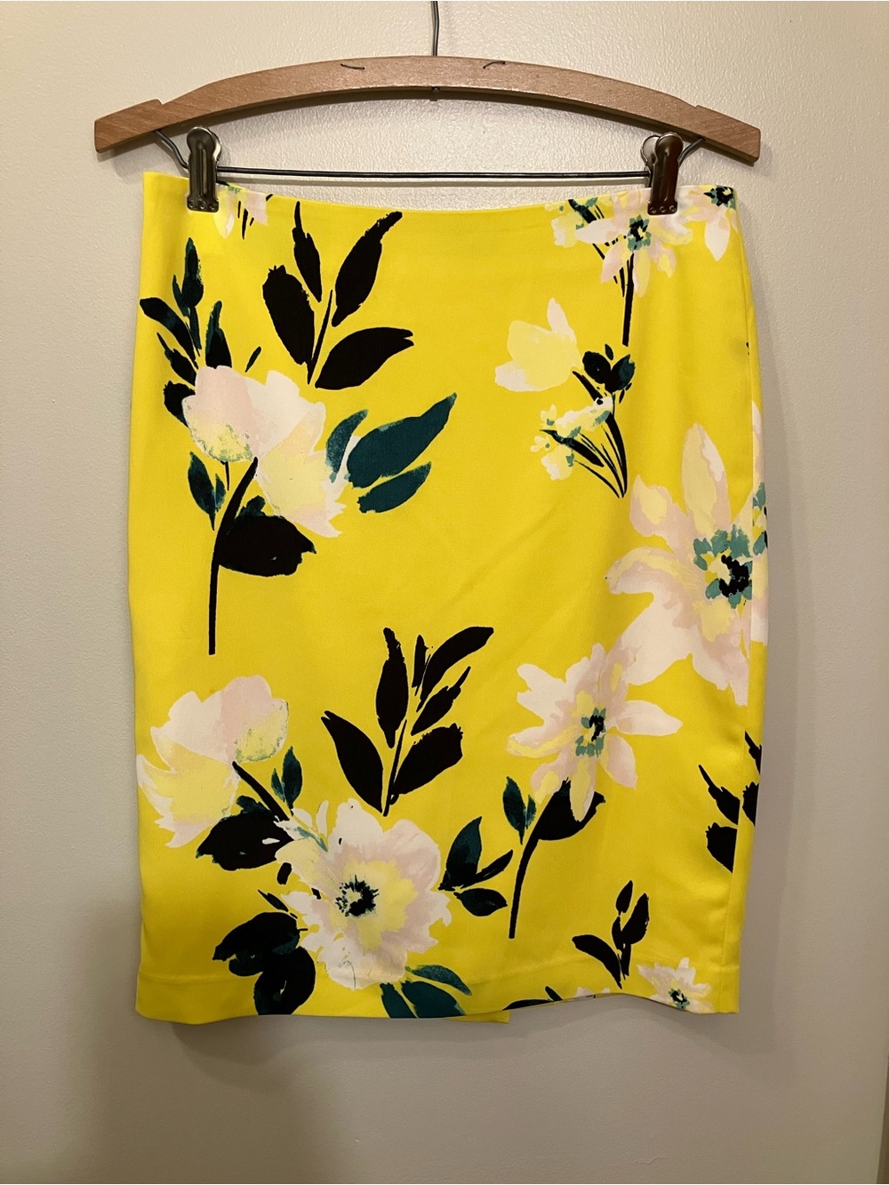 Ann Taylor Yellow Floral Pencil Skirt
